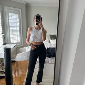 Black Washed High-Rise Straight “Vintage Style” Jeans